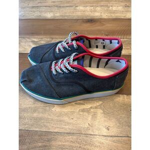 Toms Womens Cordones Boardwalk Gray Lace Up Platform Sneaker Shoes Size 8.5